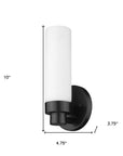 Matte Black Wall Light with Narrow Frosted Glass Shade