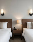 Matte Black Wall Light with Narrow Frosted Glass Shade