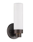 Bronze Wall Light with Narrow Frosted Glass Shade