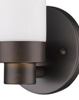 Bronze Wall Light with Narrow Frosted Glass Shade