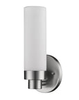 Silver Wall Light with Narrow Frosted Glass Shade