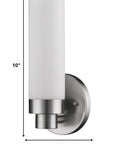 Silver Wall Light with Narrow Frosted Glass Shade