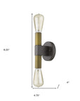 Two Light Brass and Wood Wall Sconce