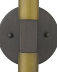 Two Light Brass and Wood Wall Sconce