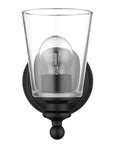 One Light Matte Black Glass Shade Wall Sconce