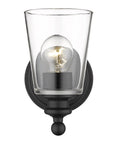 One Light Matte Black Glass Shade Wall Sconce
