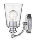 One Light Silver Glass Shade Wall Sconce