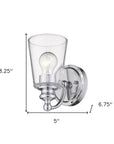 One Light Silver Glass Shade Wall Sconce