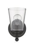 One Light Antique Bronze Glass Shade Wall Sconce