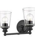 8" Black And Clear Metal Vanity Flush Mounted Sconce