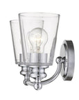 8" Silver And Clear Metal Vanity Flush Mounted Sconce