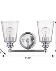 8" Silver And Clear Metal Vanity Flush Mounted Sconce
