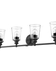 8" Black And Clear Metal and Glass Vanity Flush Mounted Sconce
