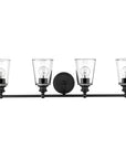 8" Black And Clear Metal and Glass Vanity Flush Mounted Sconce