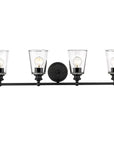 8" Black And Clear Metal and Glass Vanity Flush Mounted Sconce