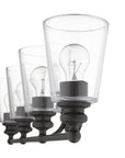 8" Black And Clear Metal and Glass Vanity Flush Mounted Sconce