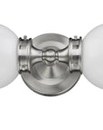 Two Light Silver Wall Sconce with Round Frosted Glass Shade