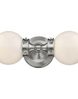 Two Light Silver Wall Sconce with Round Frosted Glass Shade