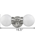 Two Light Silver Wall Sconce with Round Frosted Glass Shade