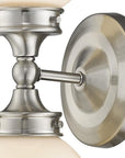 Two Light Silver Wall Sconce with Round Frosted Glass Shade