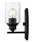 One Light Matte Black Wall Light with Clear Glass Shade