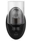 One Light Matte Black Wall Light with Clear Glass Shade