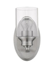 One Light Silver Wall Light with Clear Glass Shade