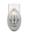 One Light Silver Wall Light with Clear Glass Shade
