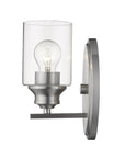 One Light Silver Wall Light with Clear Glass Shade