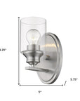 One Light Silver Wall Light with Clear Glass Shade