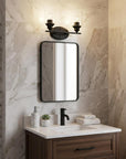 14" Black And Clear Metal and Glass Two Light Flush Mounted Sconce