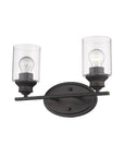 10" Black And Clear Metal and Glass Vanity Flush Mounted Sconce