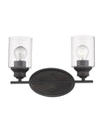10" Black And Clear Metal and Glass Vanity Flush Mounted Sconce