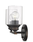 10" Black And Clear Metal and Glass Vanity Flush Mounted Sconce