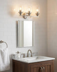 10" Silver And Clear Metal and Glass Vanity Flush Mounted Sconce