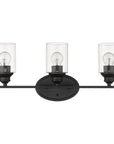10" Black And Clear Metal and Glass Vanity Flush Mounted Sconce