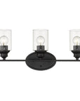 10" Black And Clear Metal and Glass Vanity Flush Mounted Sconce