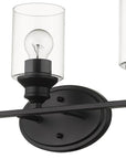 10" Black And Clear Metal and Glass Vanity Flush Mounted Sconce