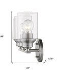 10" Clear And Silver Metal and Glass Vanity Flush Mounted Sconce