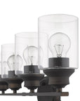 10" Black And Clear Metal and Glass Vanity Flush Mounted Sconce
