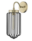 Gold and Black Metal Cage Wall Sconce