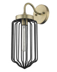 Gold and Black Metal Cage Wall Sconce