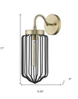 Gold and Black Metal Cage Wall Sconce