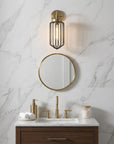 Gold and Black Metal Cage Wall Sconce