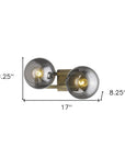 9" Smoky Black And Brass Metal Vanity Flush Mounted Sconce