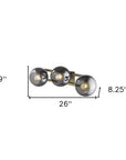 9" Smoky Black And Brass Metal Vanity Flush Mounted Sconce