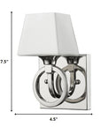 Silver Metal Wall Light with Frosted Glass Shade