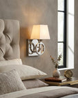 Silver Metal Wall Light with Frosted Glass Shade