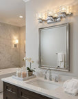 6" Silver And Clear Metal Vanity Flush Mounted Sconce