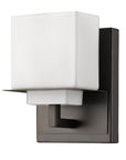 One Light Bronze White Glass Wall Sconce